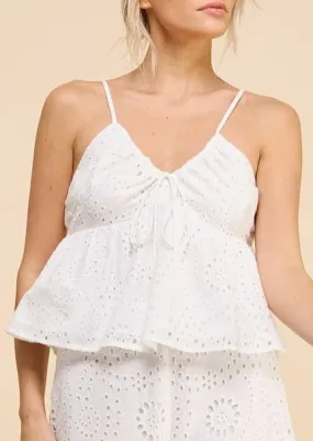 Eyelet Babydoll Tank