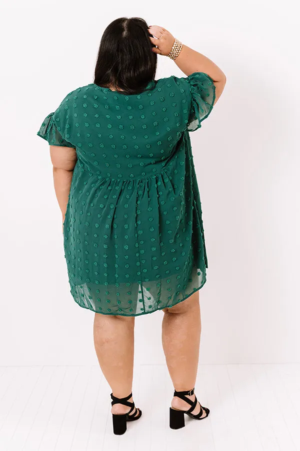 Fall Highlight Babydoll Dress In Hunter Green   Curves