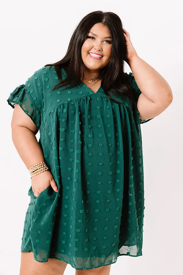 Fall Highlight Babydoll Dress In Hunter Green   Curves