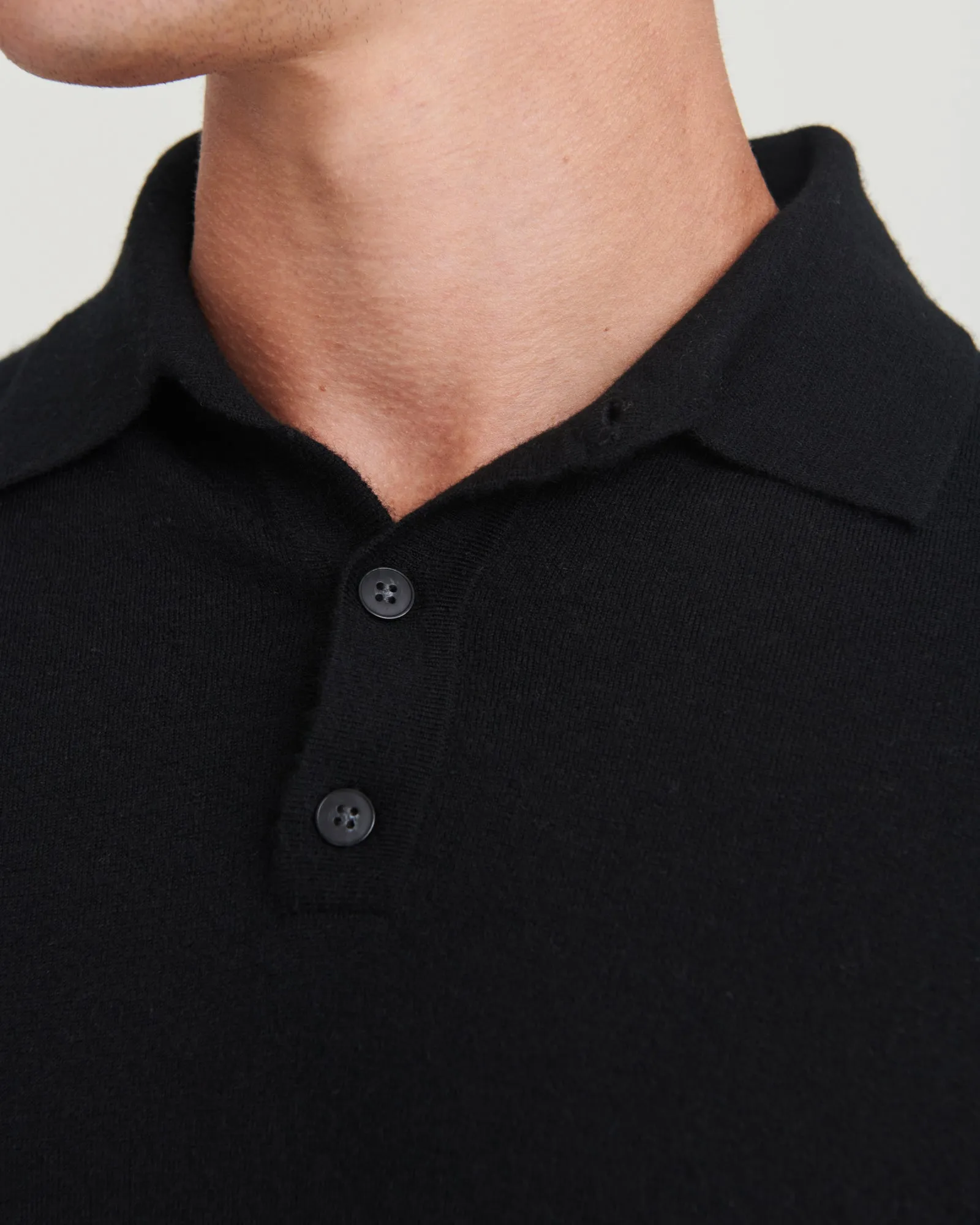 Fancy Cashmere Long Sleeve Polo