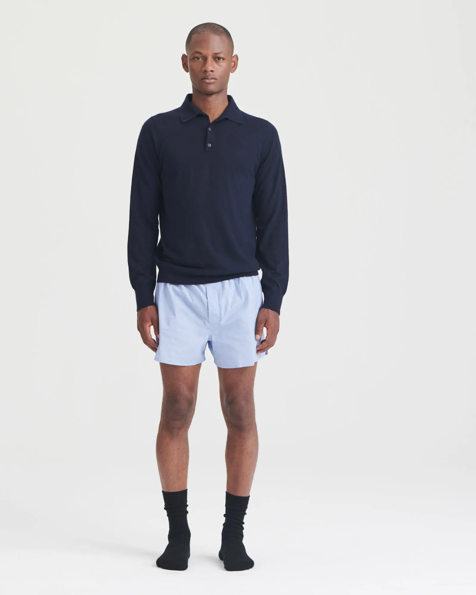 Fancy Cashmere Long Sleeve Polo