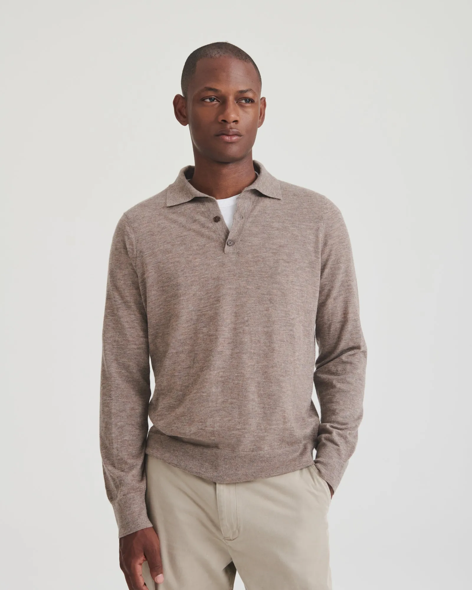 Fancy Cashmere Long Sleeve Polo