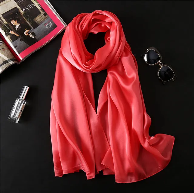 Fashion Silk Scarf Solid Color Bandana Shawl #FS-1