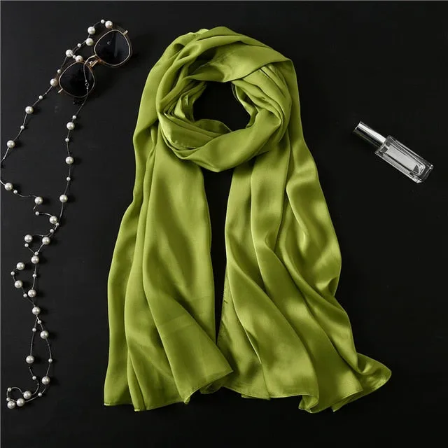 Fashion Silk Scarf Solid Color Bandana Shawl #FS-1