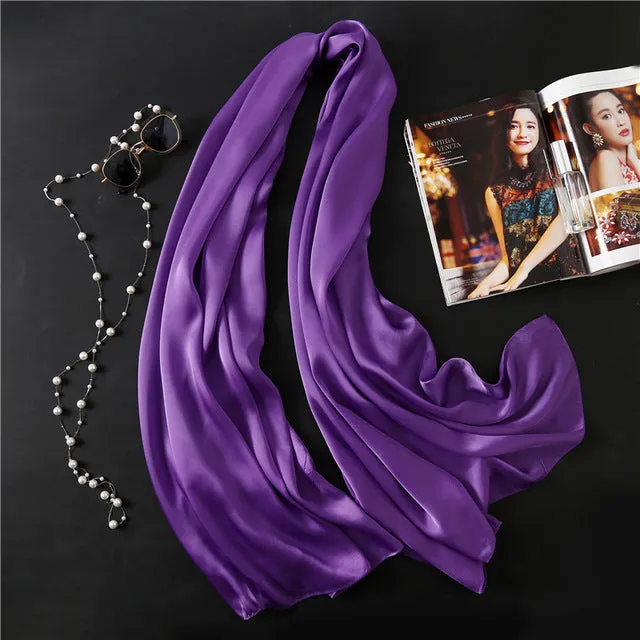 Fashion Silk Scarf Solid Color Bandana Shawl #FS-1