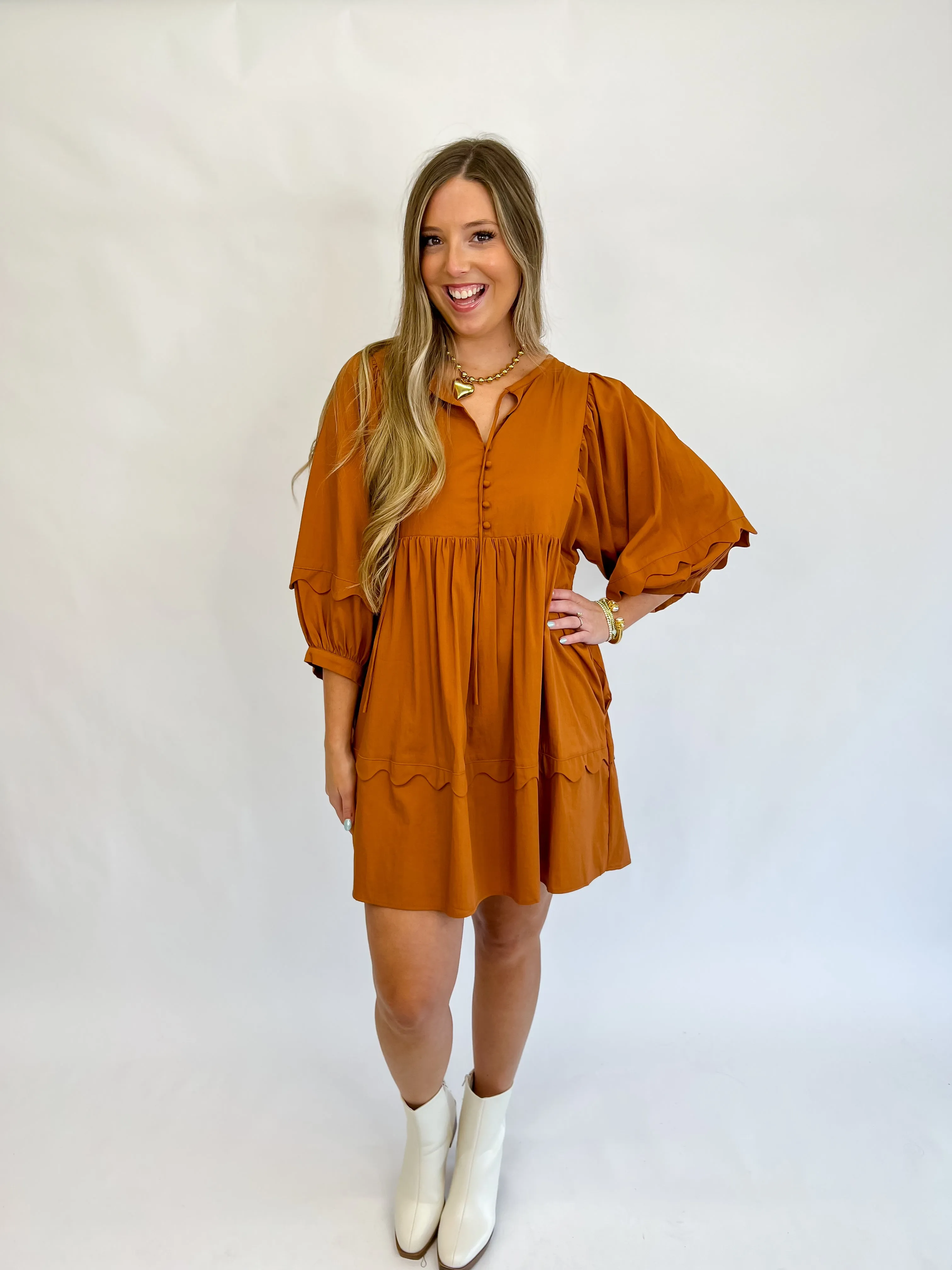 Feeling Fall Scalloped Dress