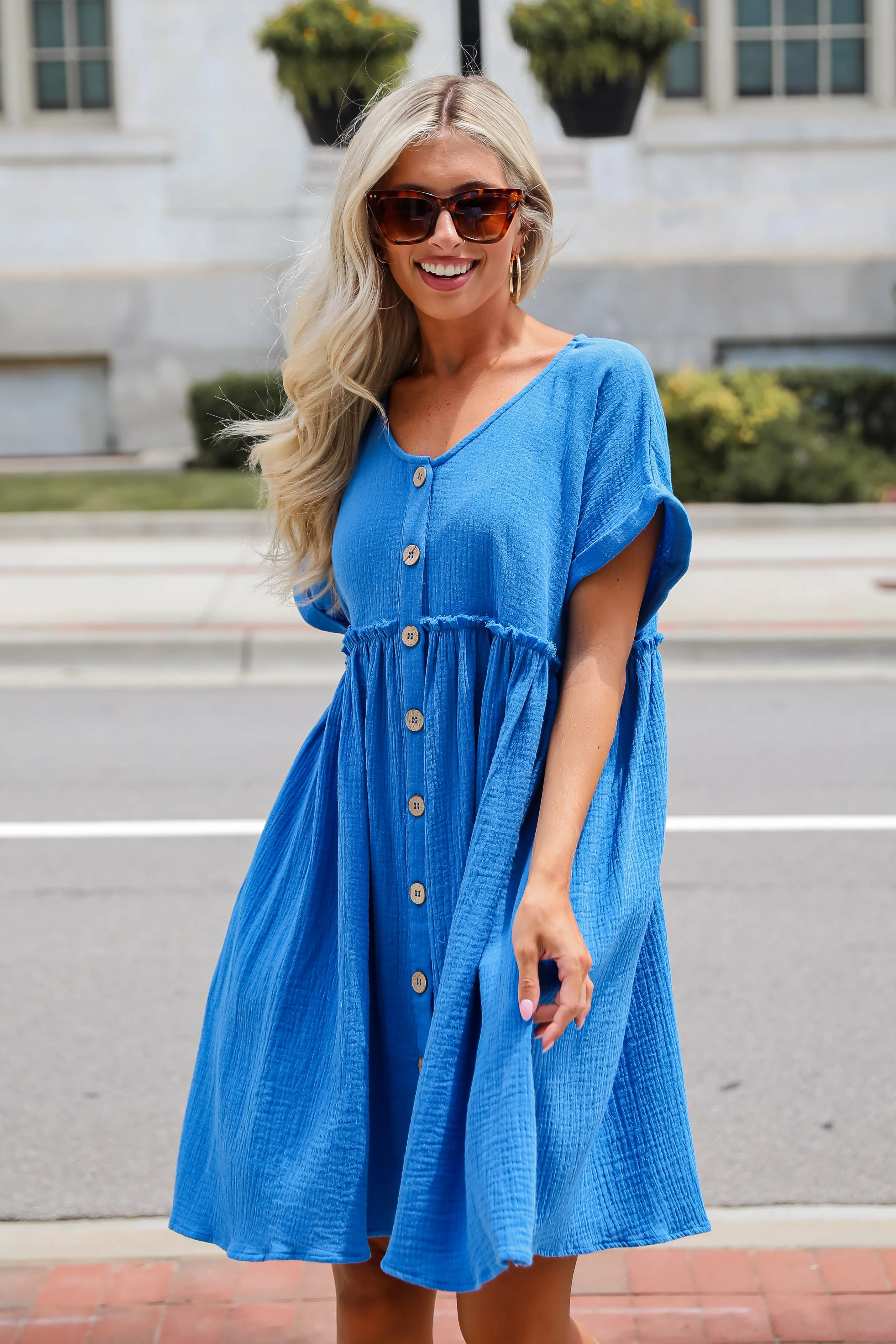 FINAL SALE - Momentous Cuteness Linen Babydoll Mini Dress