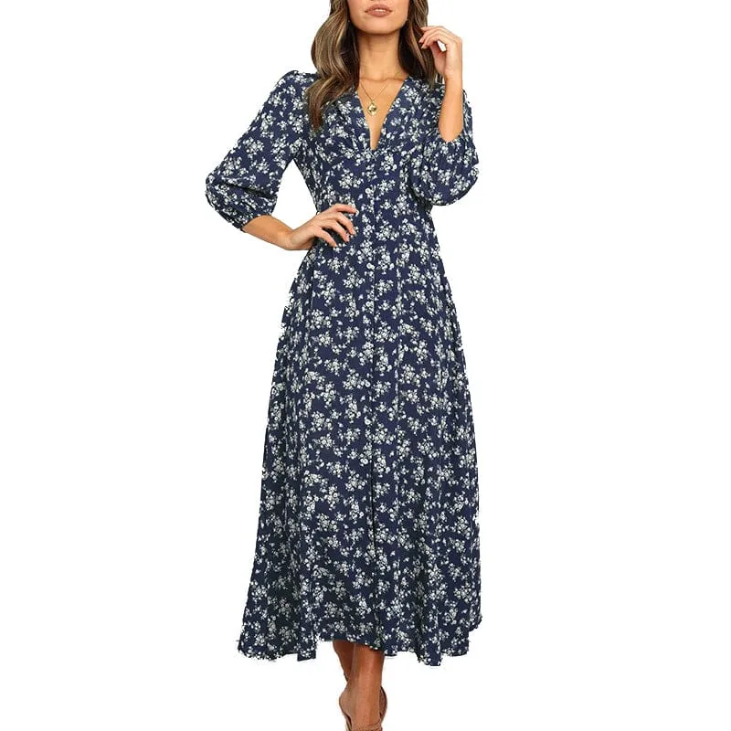 Floral Balloon Sleeve Dress