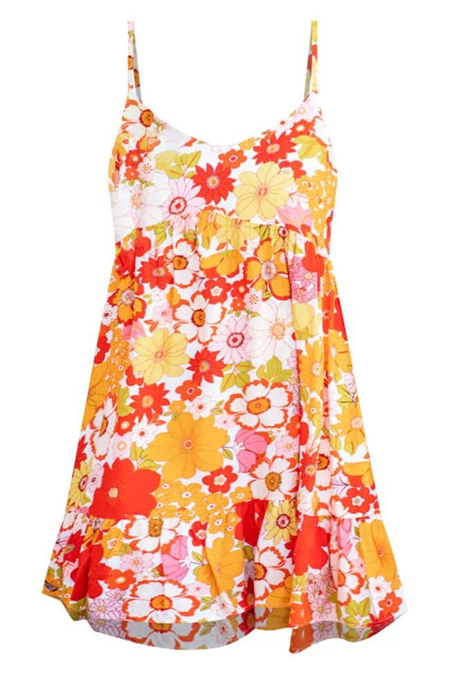 Free Your Mind Red Multi Floral Mini Babydoll Dress FINAL SALE