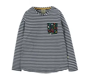 Frugi Pia Pocket Top Indigo Stripe Garden Life