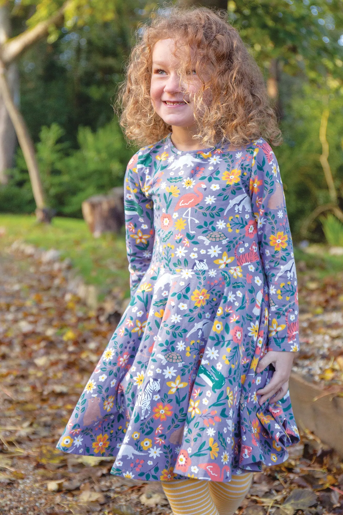 Frugi Sofia Skater Dress Rainforest Friends