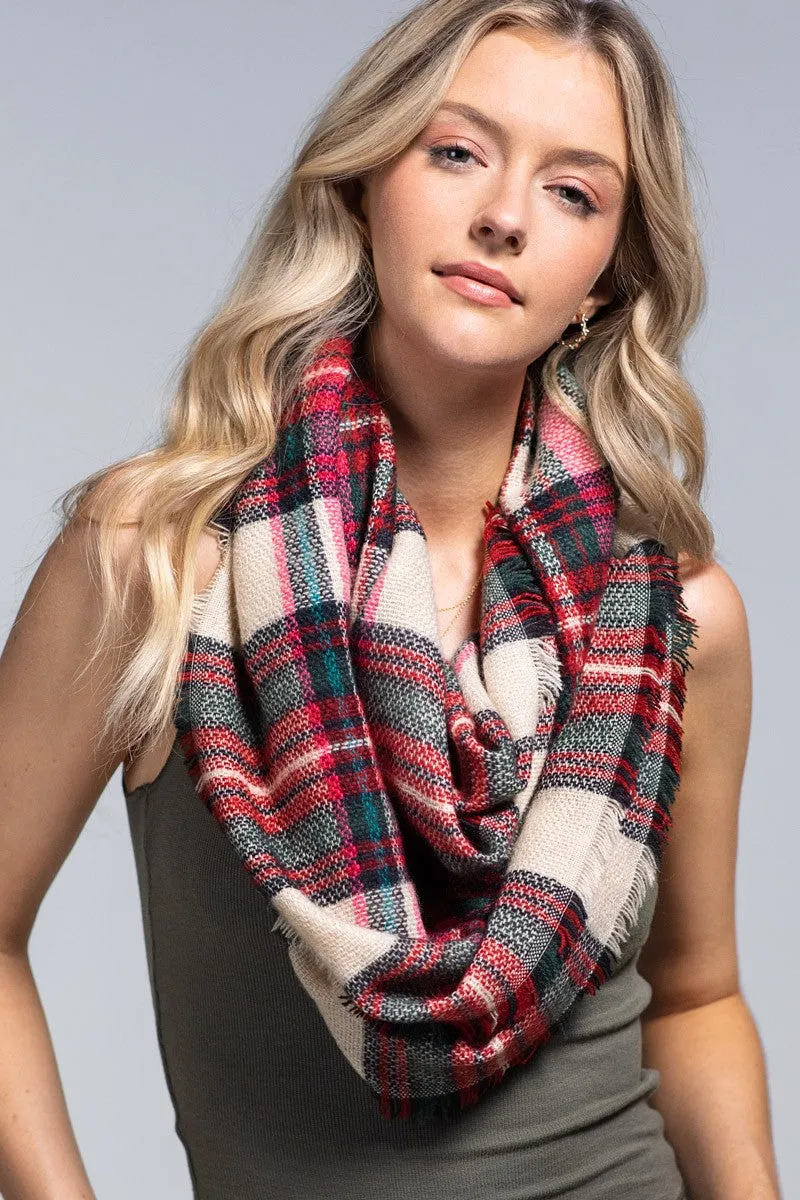 Fuchsia Classic Plaid Infinity Scarf - Final Sale