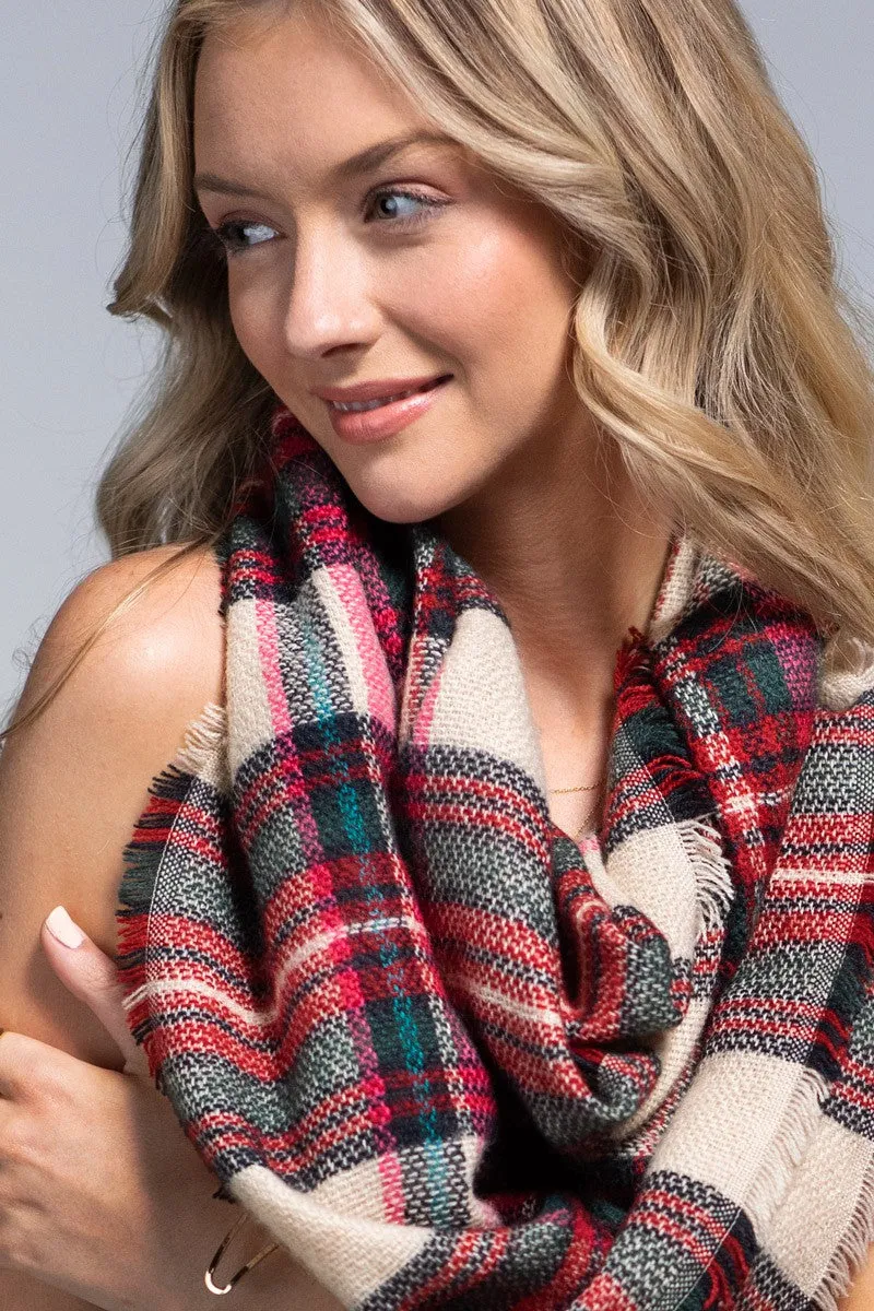 Fuchsia Classic Plaid Infinity Scarf - Final Sale