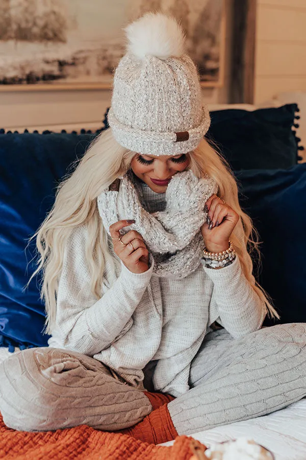 Full Of Warmth Popcorn Knit Infinity Scarf in Ivory