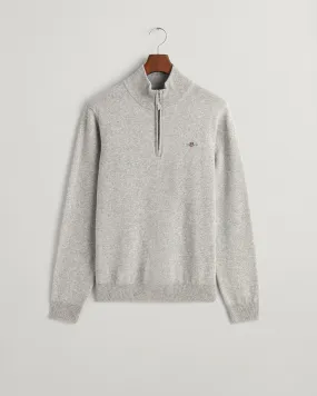 GANT- Superfine Lambswool Half Zip, Grey Melange (XXL only)