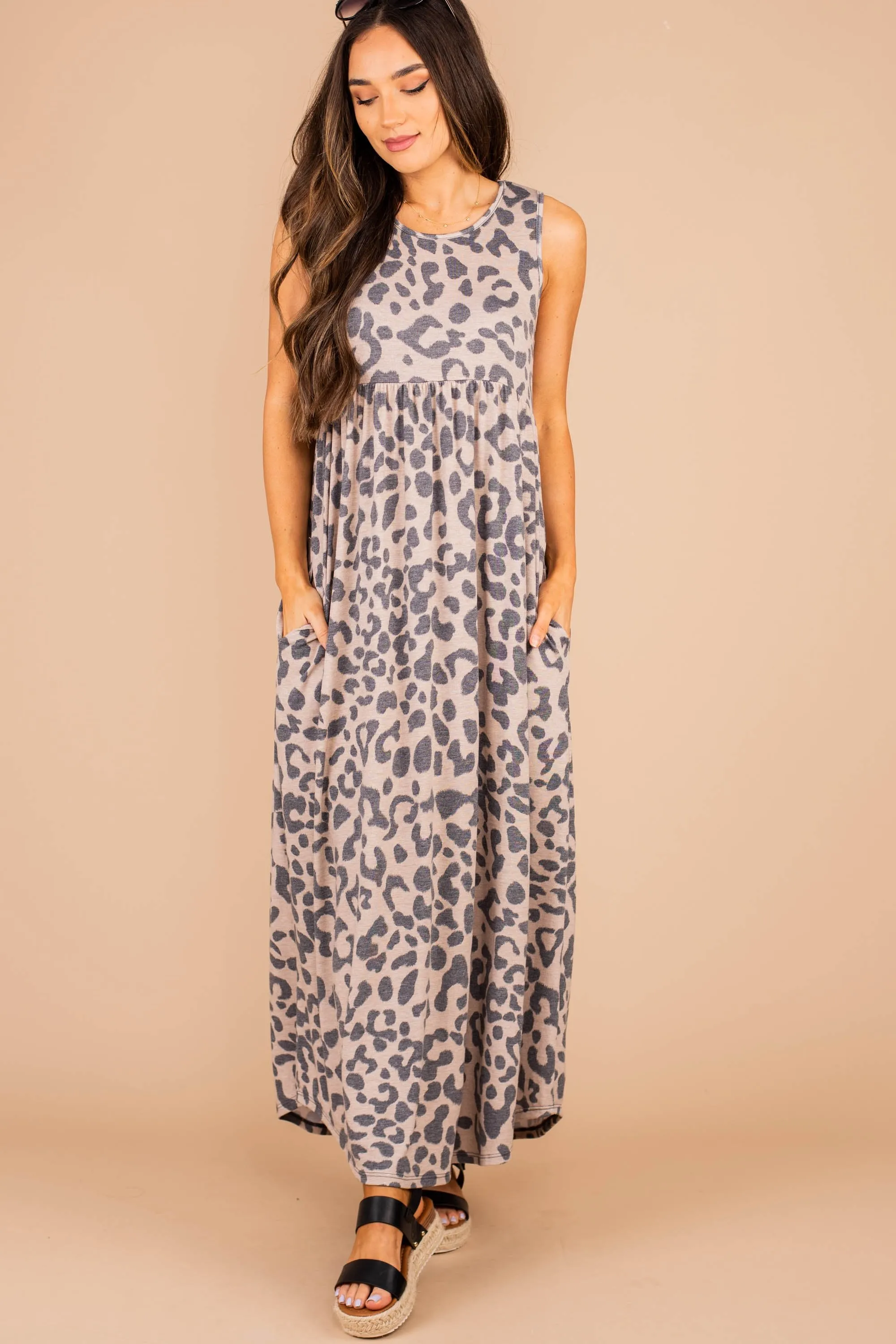 Get What You Want Taupe Brown Leopard Maxi Dress