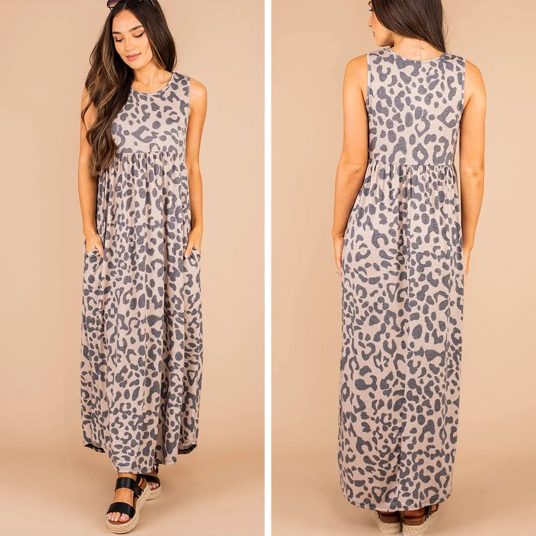 Get What You Want Taupe Brown Leopard Maxi Dress