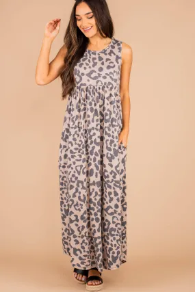 Get What You Want Taupe Brown Leopard Maxi Dress