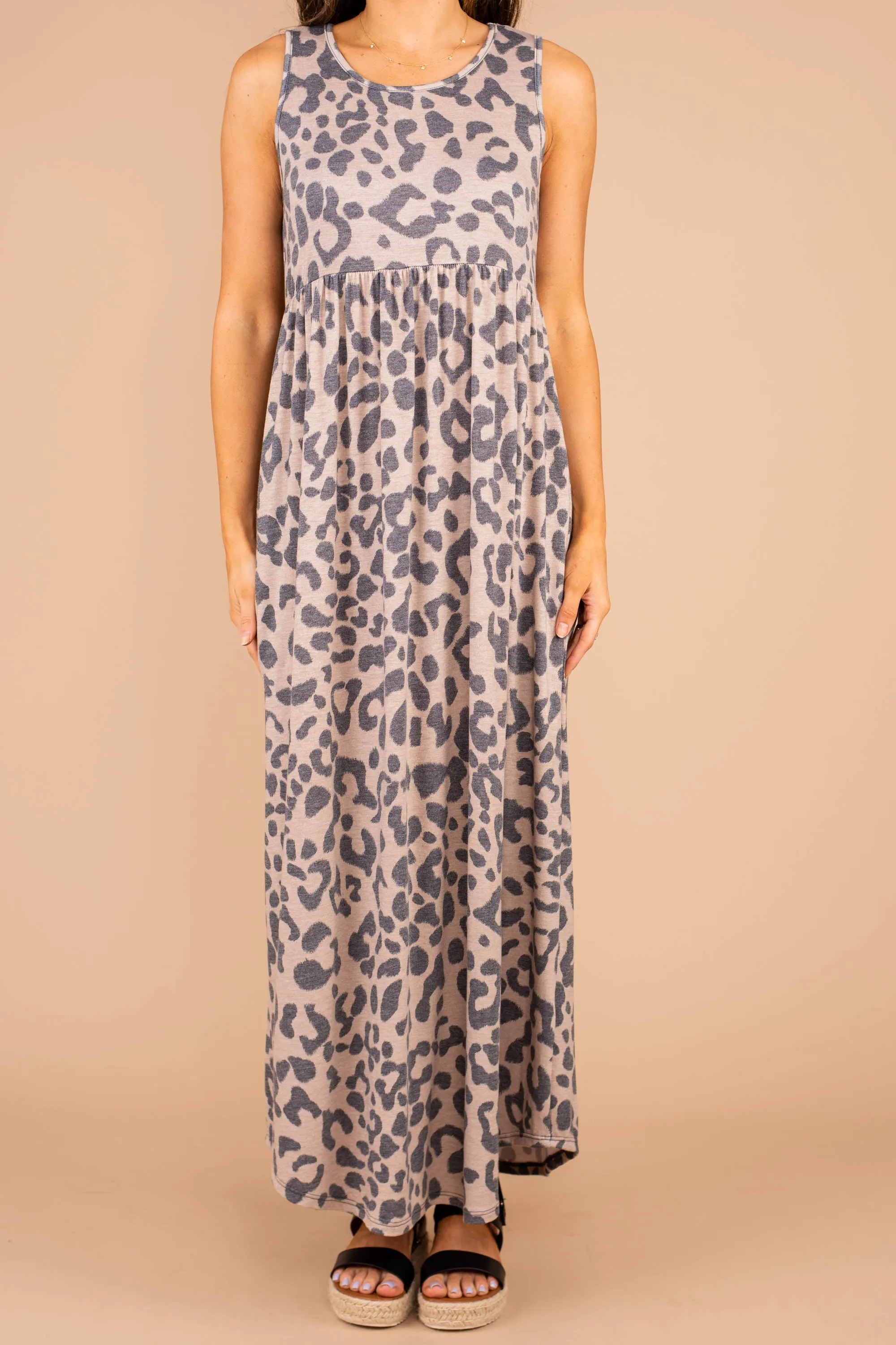 Get What You Want Taupe Brown Leopard Maxi Dress