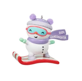 Granddaughter Snowboarding Snowman 2024 Ornament