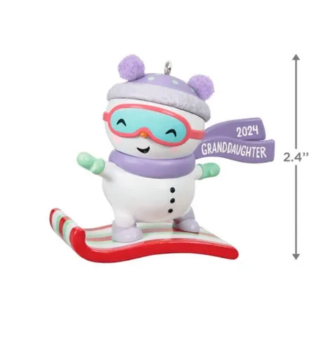 Granddaughter Snowboarding Snowman 2024 Ornament