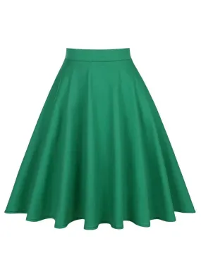 Green Flared Skirt