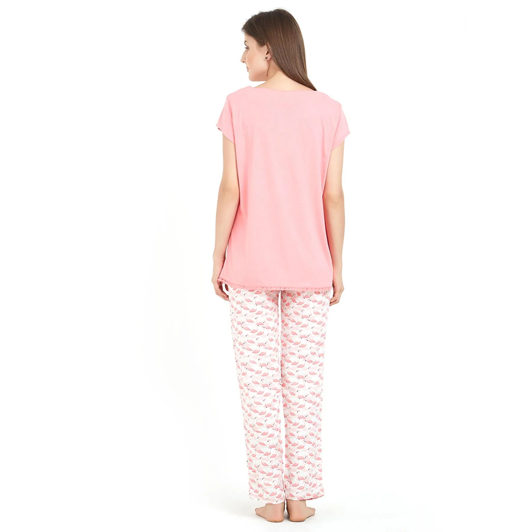 Half sleeve Top with Printed Pyjama Set-NT-93