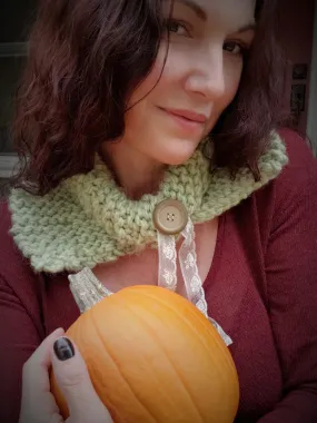 Handknit "Sage Magic" Green Infinity Scarf Cowl