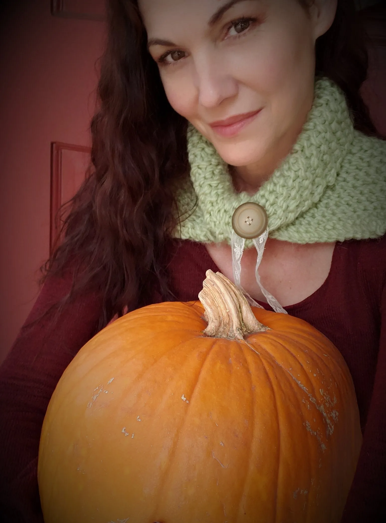 Handknit "Sage Magic" Green Infinity Scarf Cowl