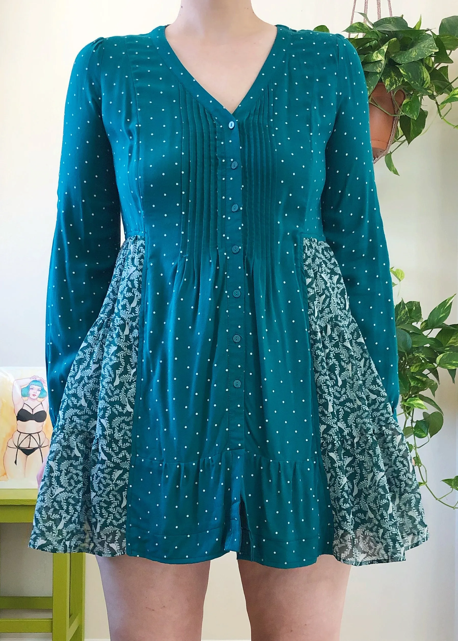 Handmade Teal Button Front Babydoll - M/L