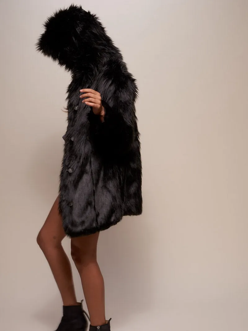 Hooded Women's Faux Fur Coat | Black Wolf