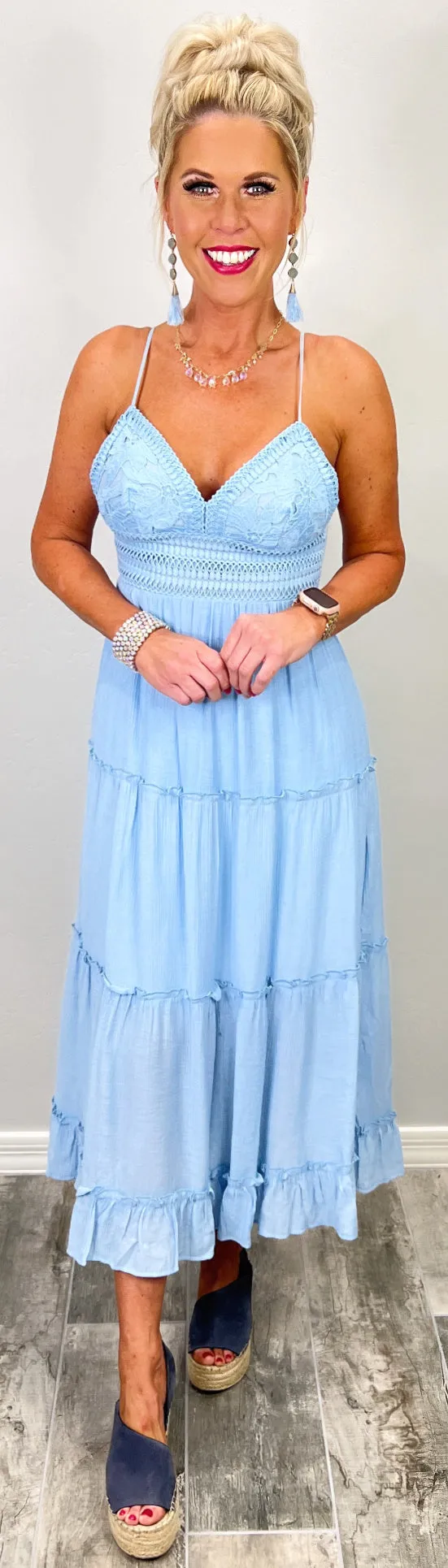 It All Begins With Love Maxi Dress - Sky Blue