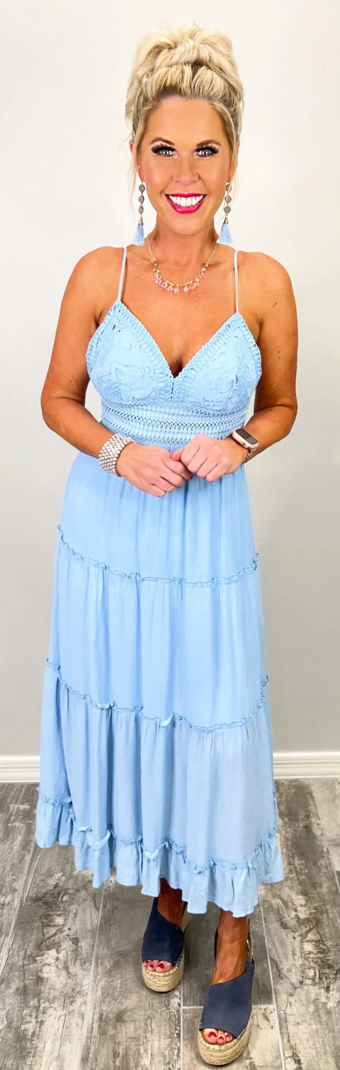 It All Begins With Love Maxi Dress - Sky Blue