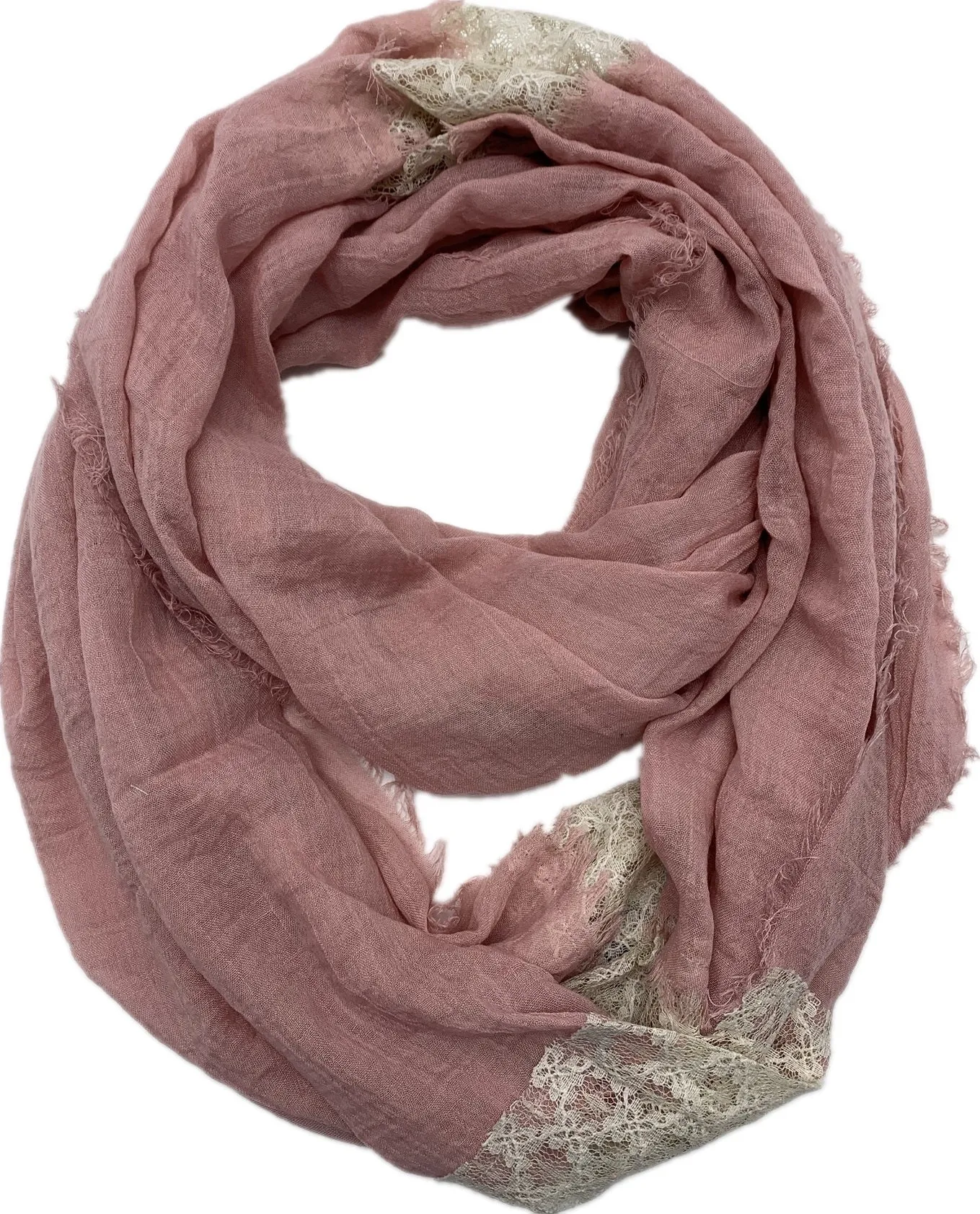 JC011210 Lace-Accent Infinity Scarf