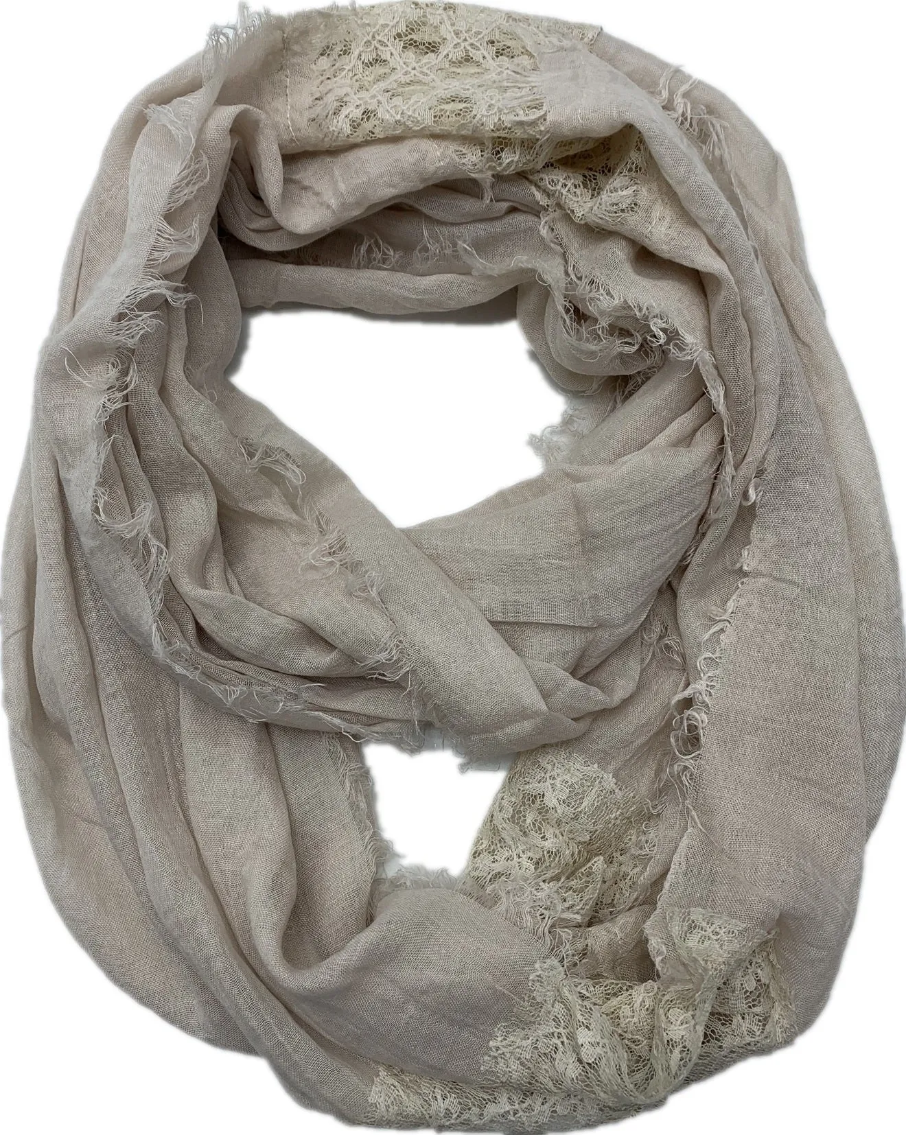 JC011210 Lace-Accent Infinity Scarf