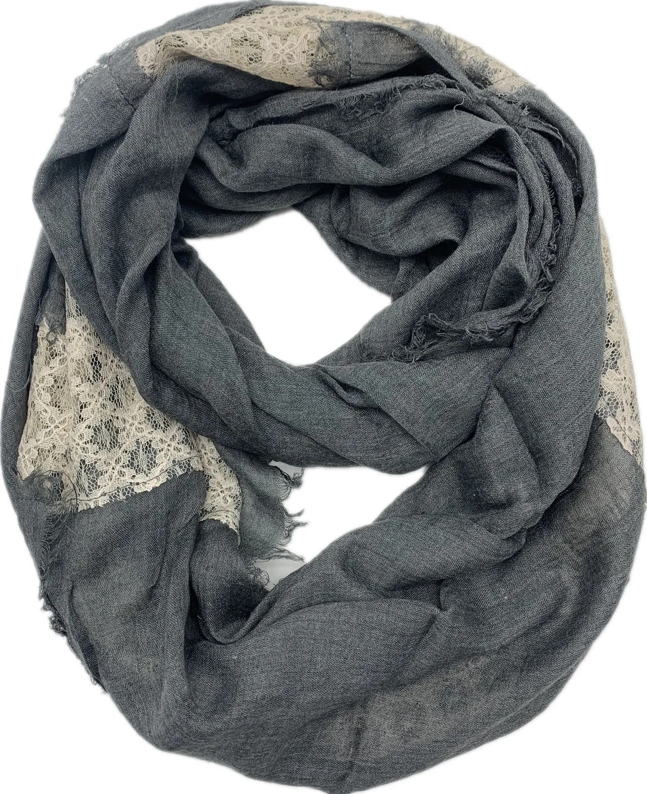 JC011210 Lace-Accent Infinity Scarf