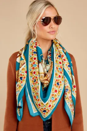 Jeweled Adventures Green Print Scarf