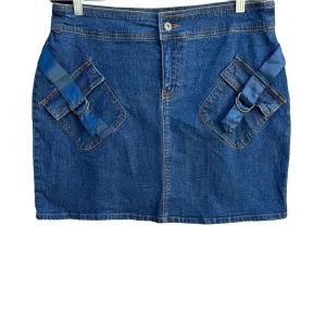 Juke Box Stretch Vintage Y2K Women's Denim Mini Skirt With D-Ring Pocket Details