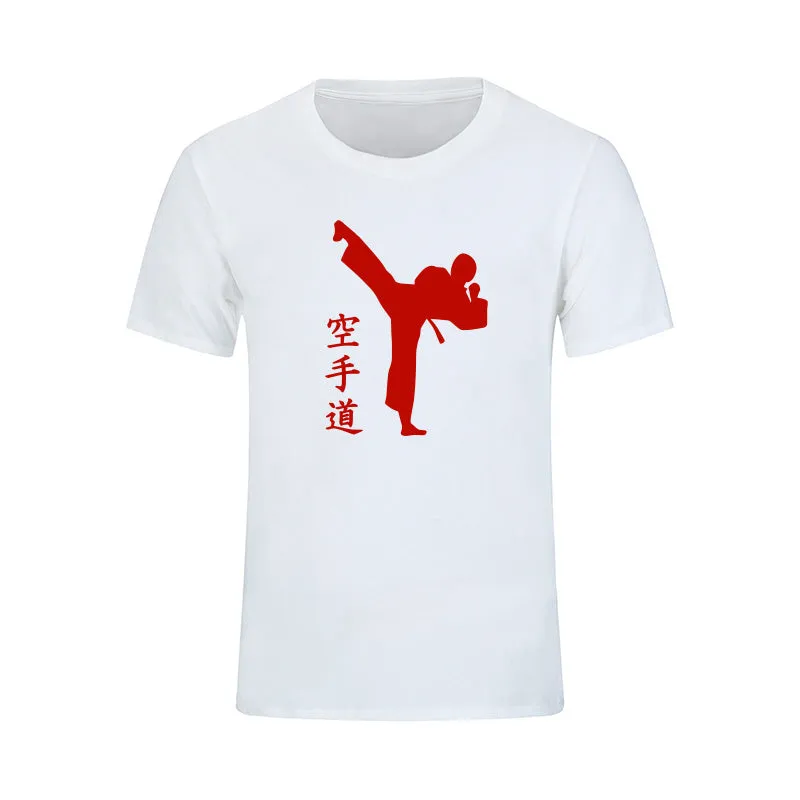 KARATE Martial New Fashion Mens T-shirts Summer Casual Short Sleeve Cotton T Shirts KICK Cool Print Clothing