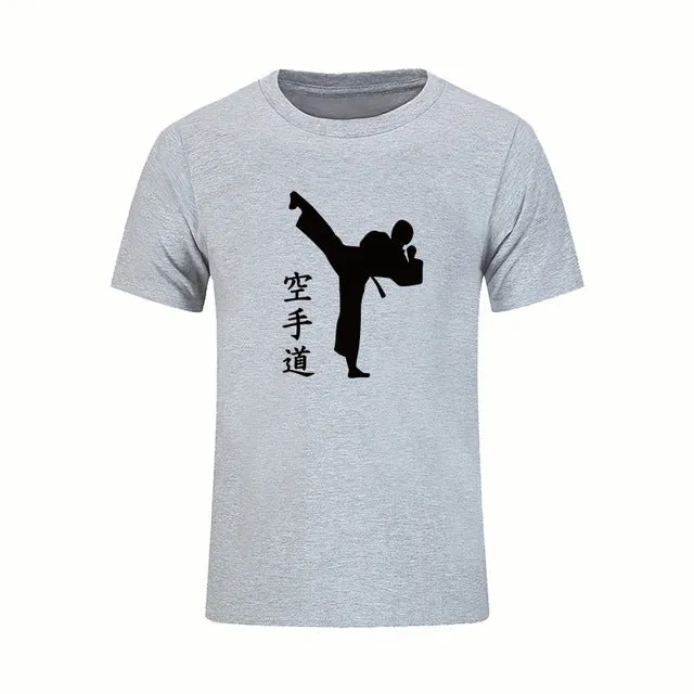 KARATE Martial New Fashion Mens T-shirts Summer Casual Short Sleeve Cotton T Shirts KICK Cool Print Clothing