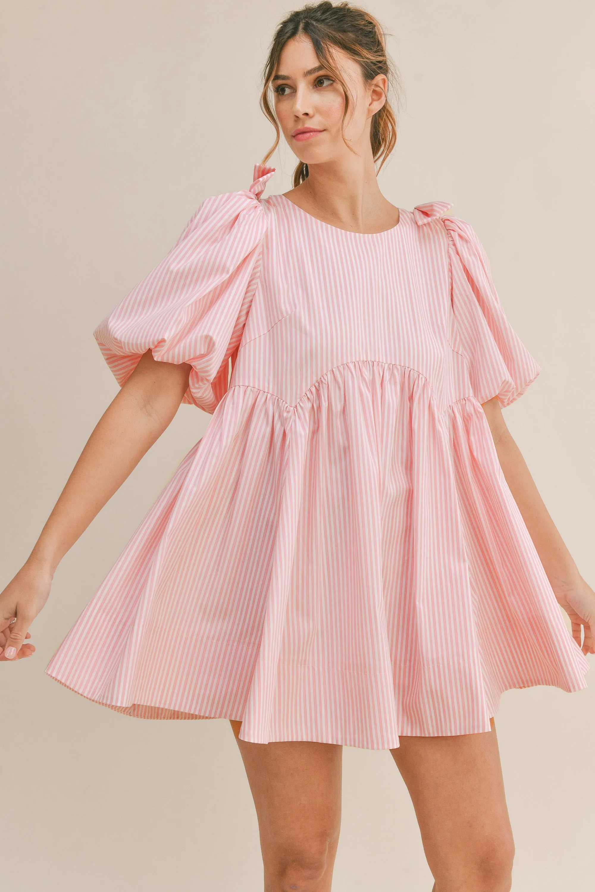 Katie striped puff sleeve dress