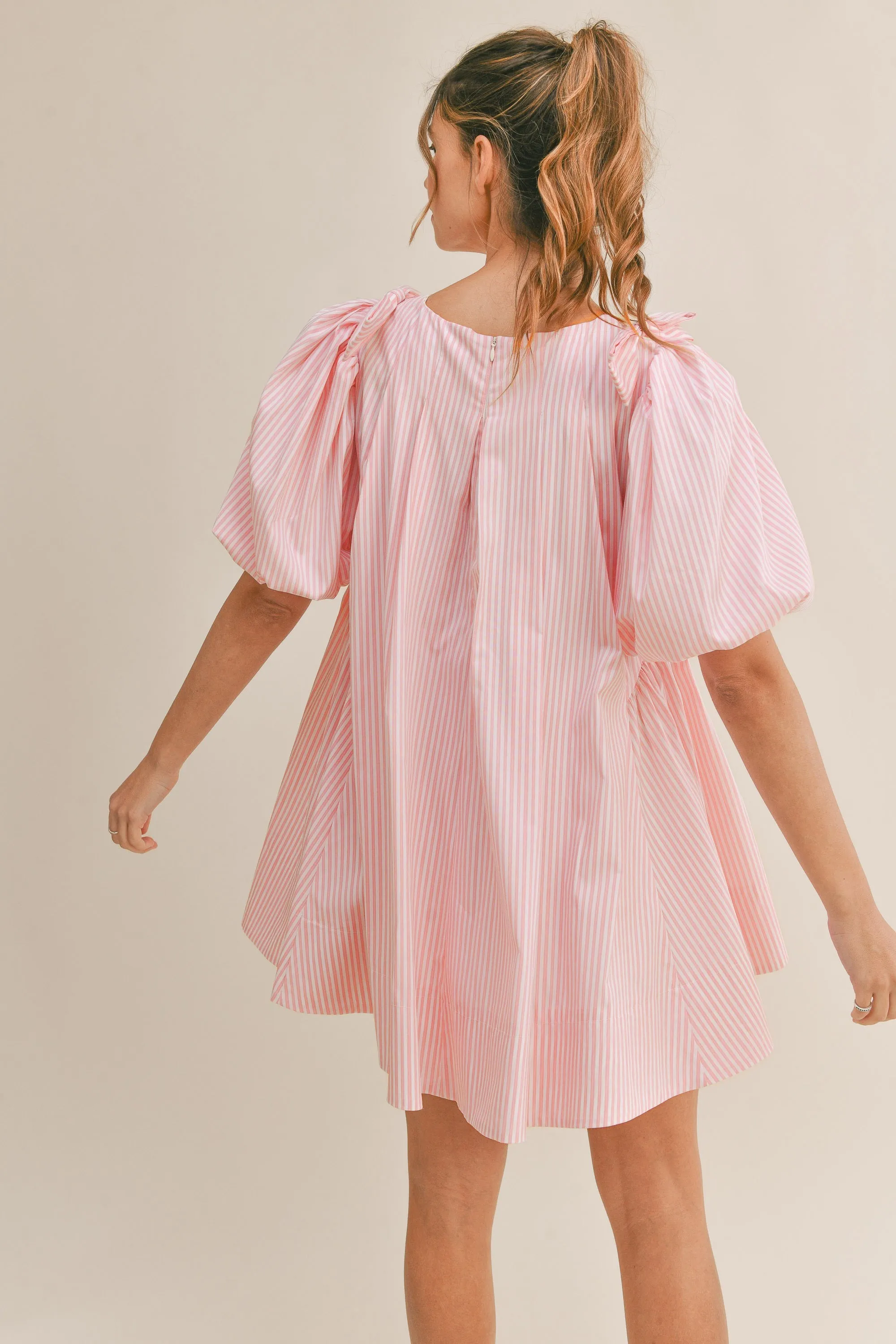 Katie striped puff sleeve dress