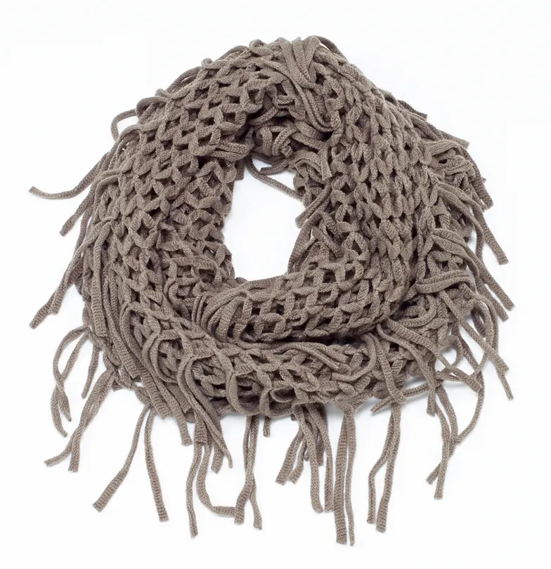 Knit Fringe Infinit Scarf