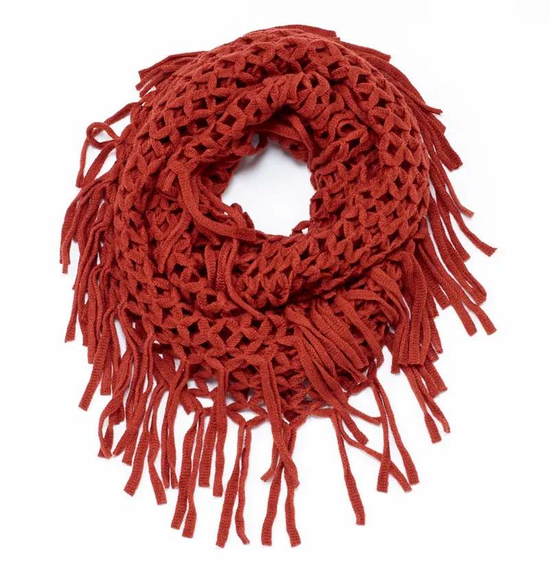 Knit Fringe Infinit Scarf