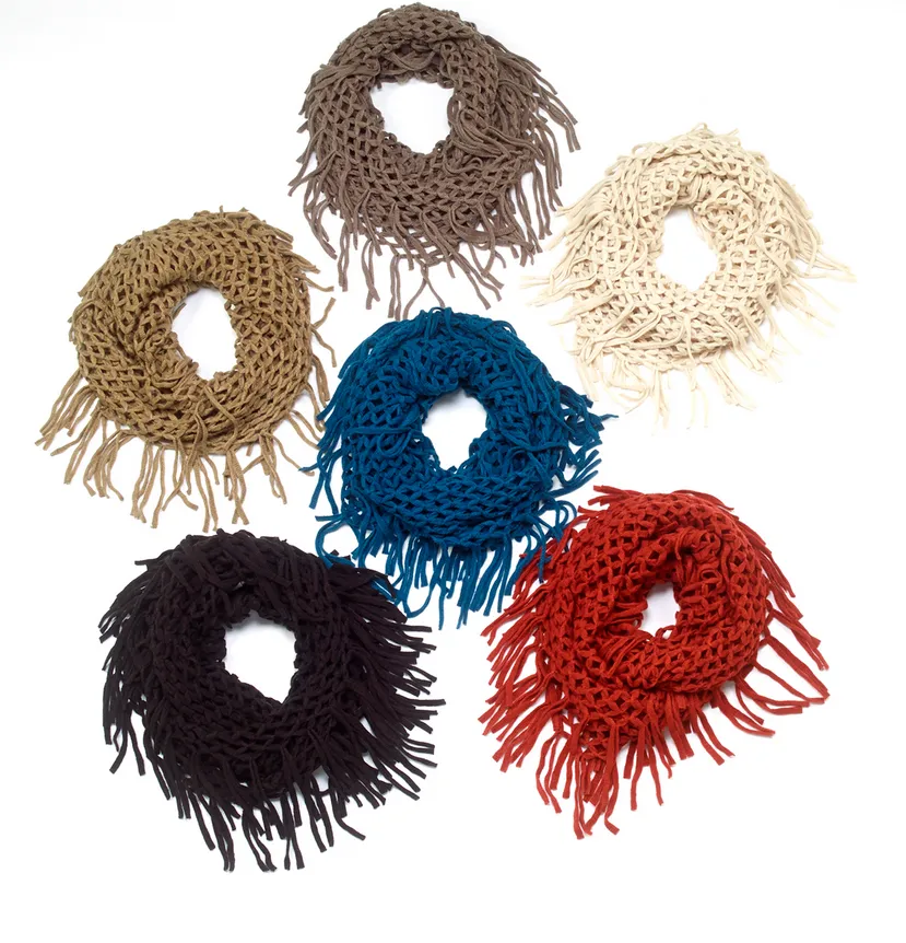 Knit Fringe Infinit Scarf