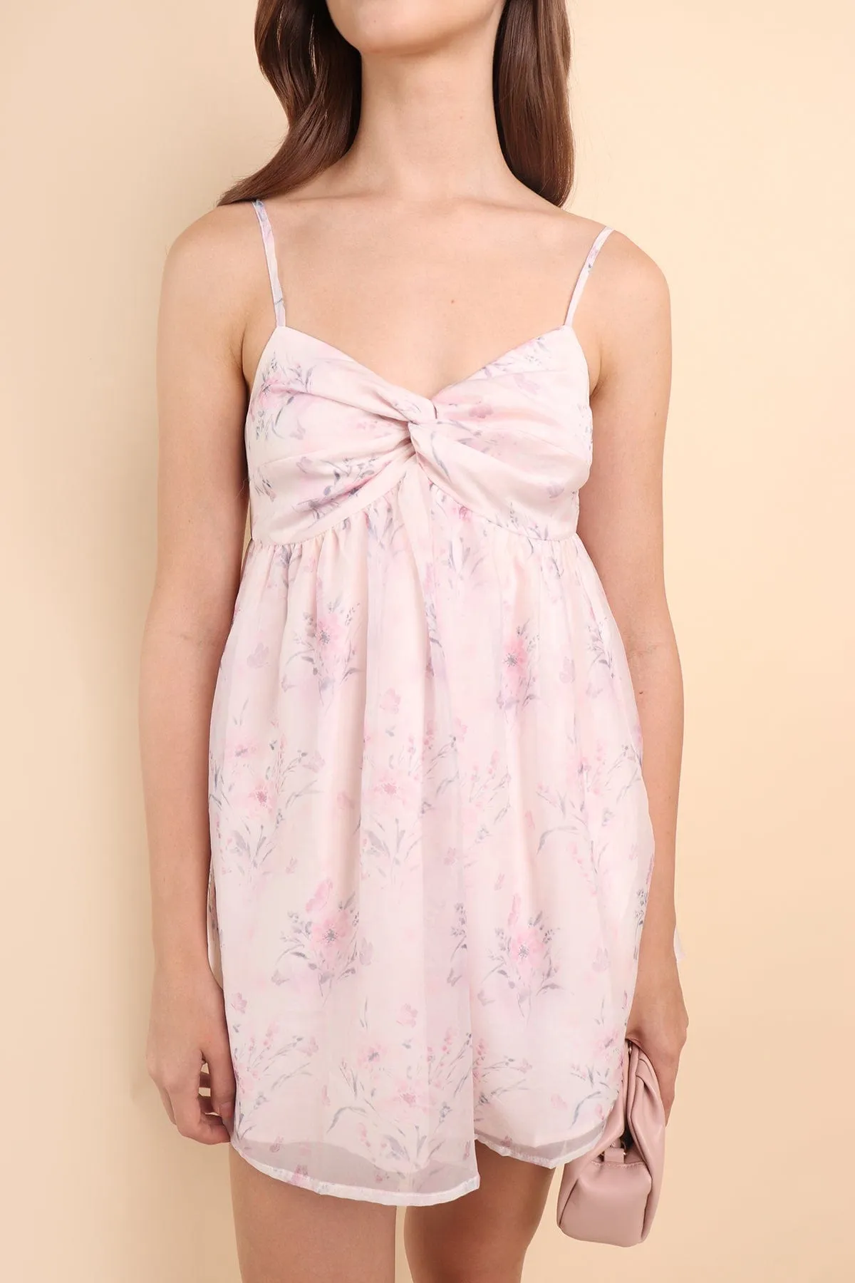 KURA IRIDESCENT KNOT DRESS IN PINK