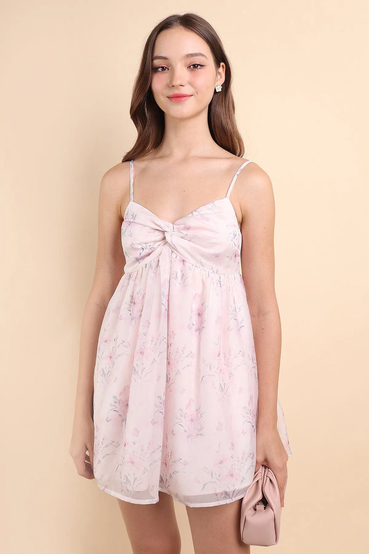 KURA IRIDESCENT KNOT DRESS IN PINK