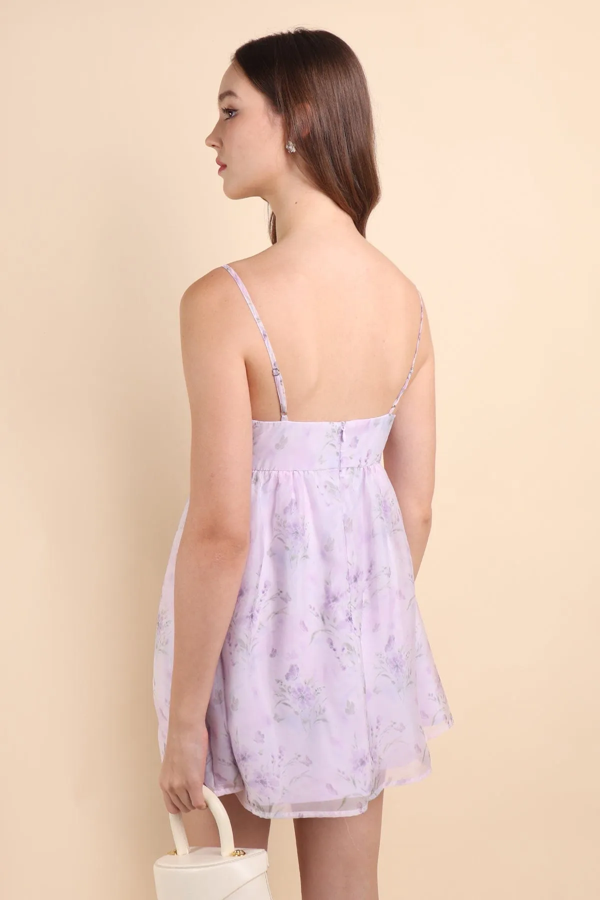 KURA IRIDESCENT KNOT DRESS IN WISTERIA LILAC