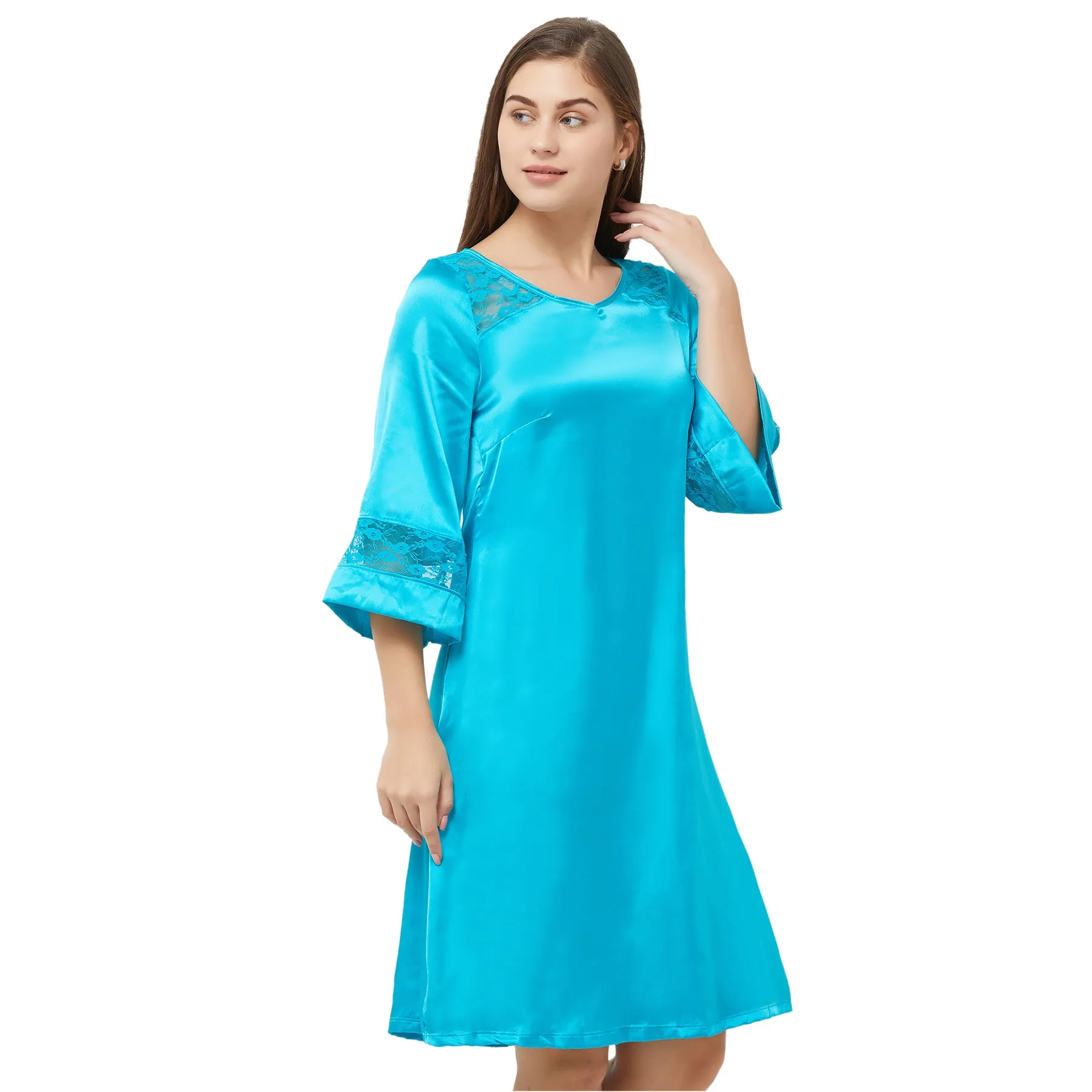 Laced Satin Sleepshirt-NT-82