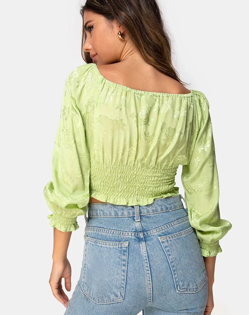 Lancer Crop Top in Satin Rose Lime